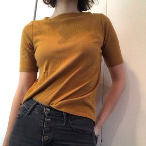 Mustard yellow boat neck tee